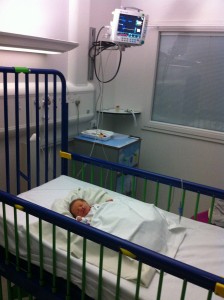 Back in hospital Nicholas in his hospital bed