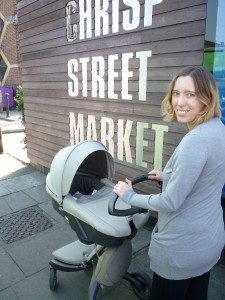 Nicholas's first outing Justine and Nicholas at Chrisp Street Market